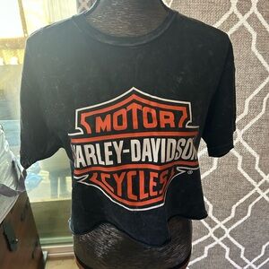 Harley Davidson black & orange cropped tee Size Medium